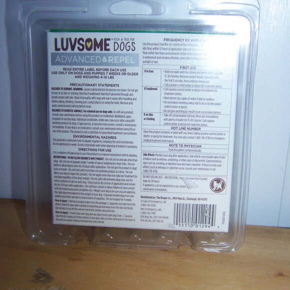 Luvsome Flea & Tick for Dogs (4-10 lbs) NWB - Picture 2 of 2